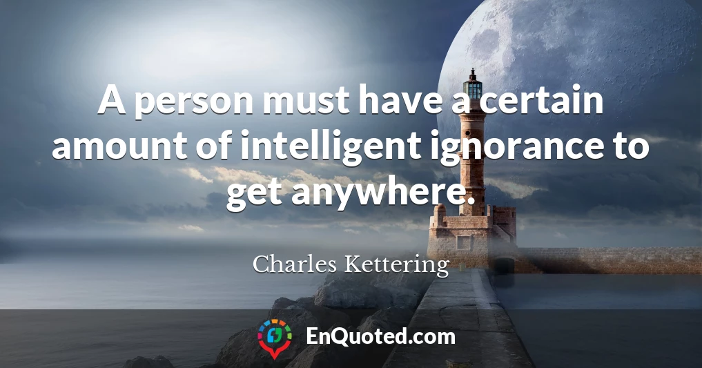 A person must have a certain amount of intelligent ignorance to get anywhere.