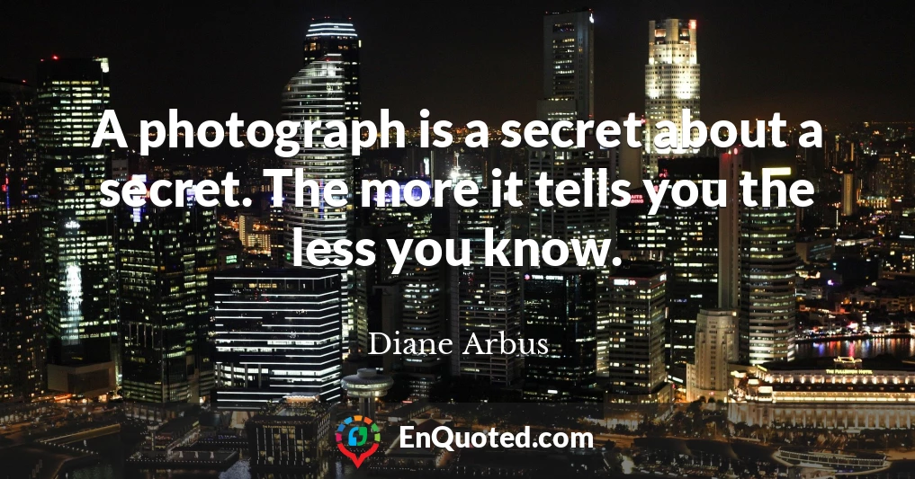 A photograph is a secret about a secret. The more it tells you the less you know.