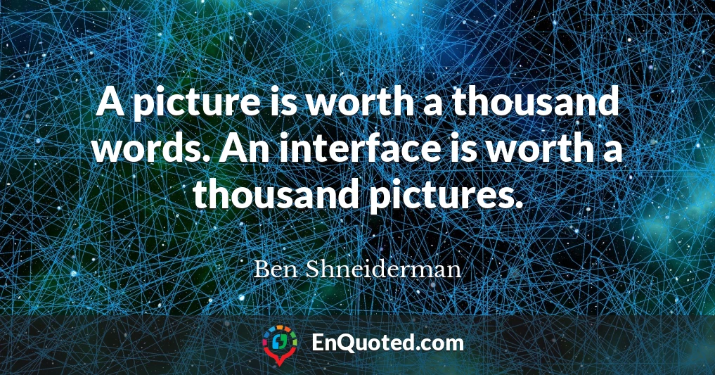 A picture is worth a thousand words. An interface is worth a thousand pictures.