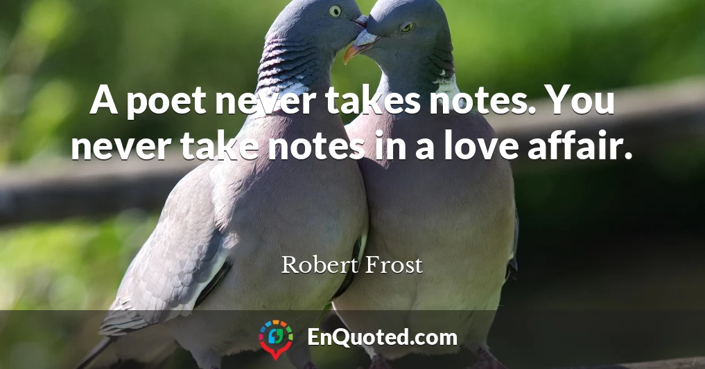 A poet never takes notes. You never take notes in a love affair.