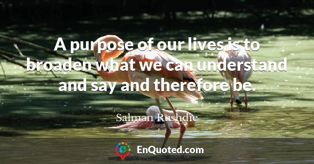 A purpose of our lives is to broaden what we can understand and say and therefore be.