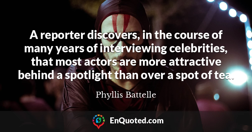 A reporter discovers, in the course of many years of interviewing celebrities, that most actors are more attractive behind a spotlight than over a spot of tea.
