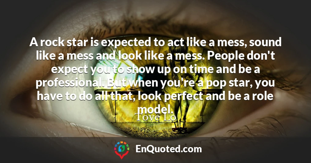 A rock star is expected to act like a mess, sound like a mess and look like a mess. People don't expect you to show up on time and be a professional. But when you're a pop star, you have to do all that, look perfect and be a role model.