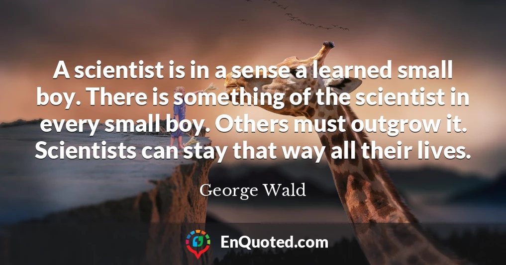 A scientist is in a sense a learned small boy. There is something of the scientist in every small boy. Others must outgrow it. Scientists can stay that way all their lives.