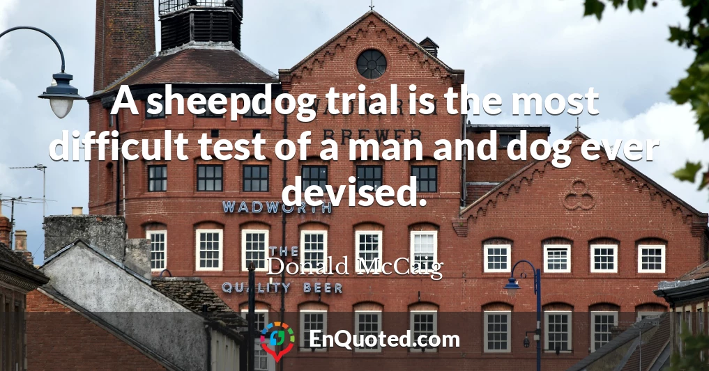 A sheepdog trial is the most difficult test of a man and dog ever devised.