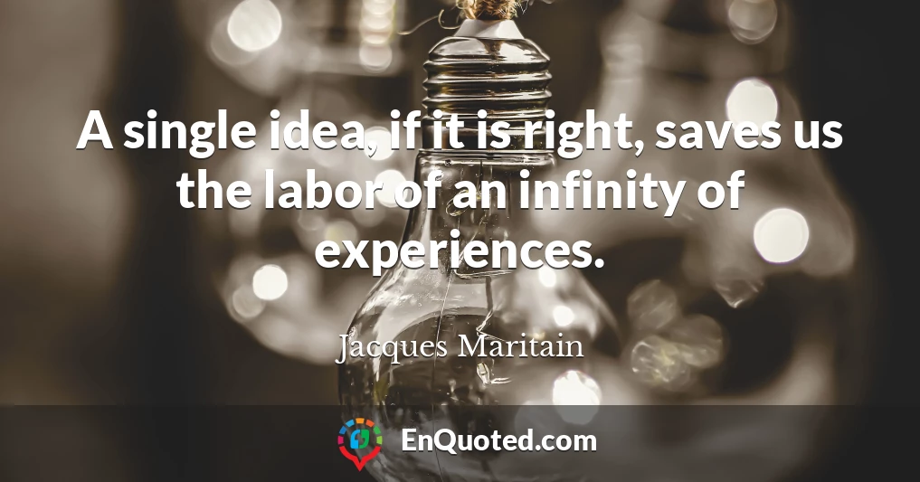 A single idea, if it is right, saves us the labor of an infinity of experiences.