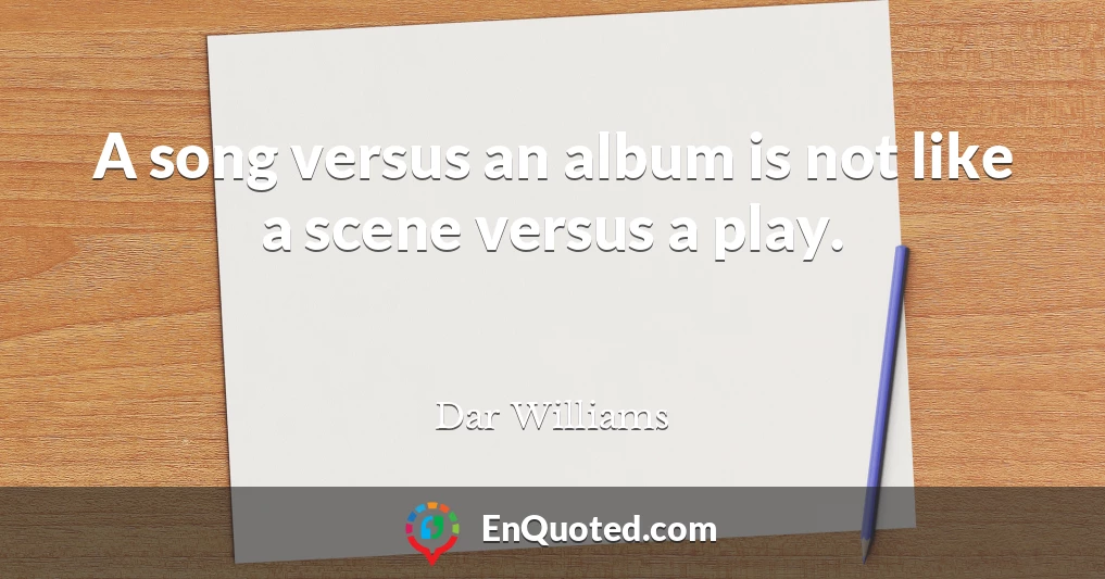 A song versus an album is not like a scene versus a play.