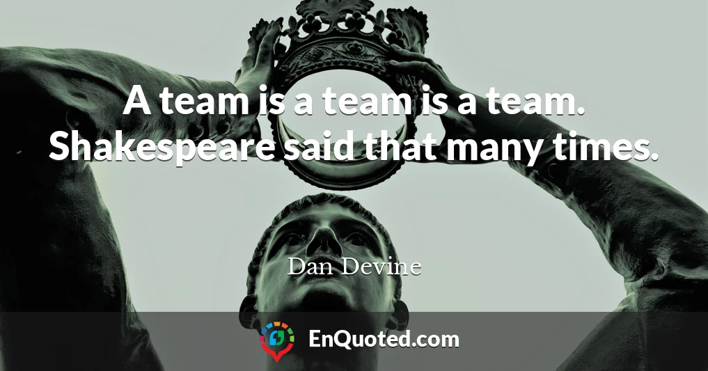 A team is a team is a team. Shakespeare said that many times.
