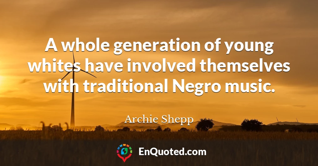 A whole generation of young whites have involved themselves with traditional Negro music.