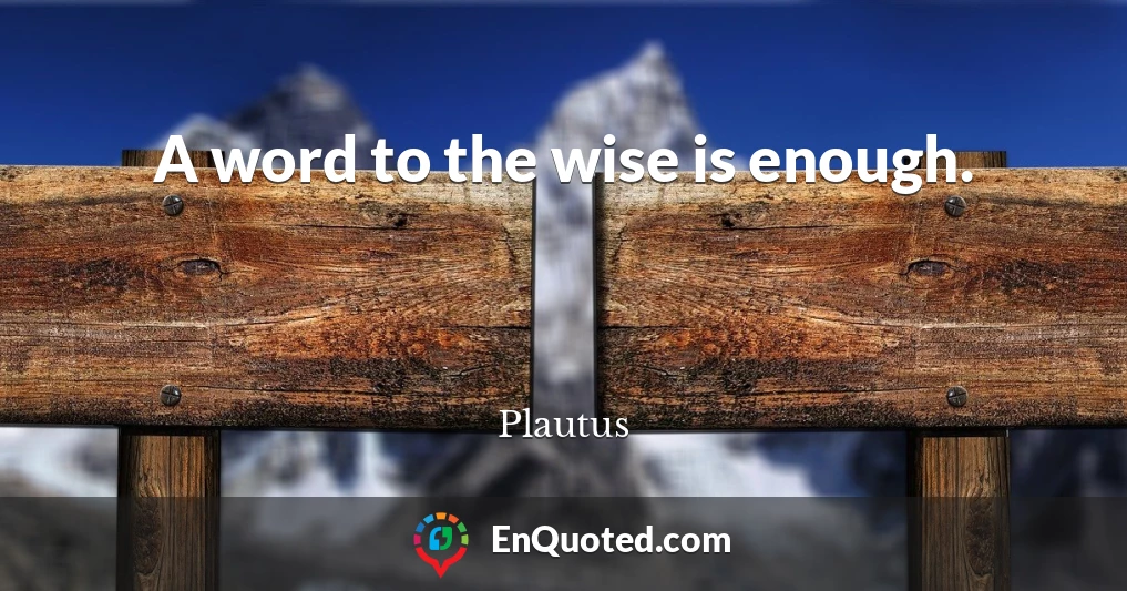 A word to the wise is enough.
