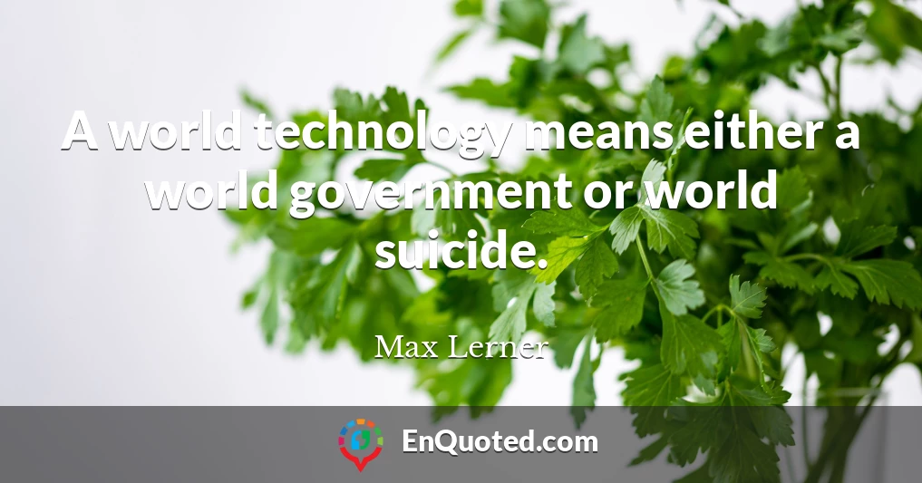 A world technology means either a world government or world suicide.