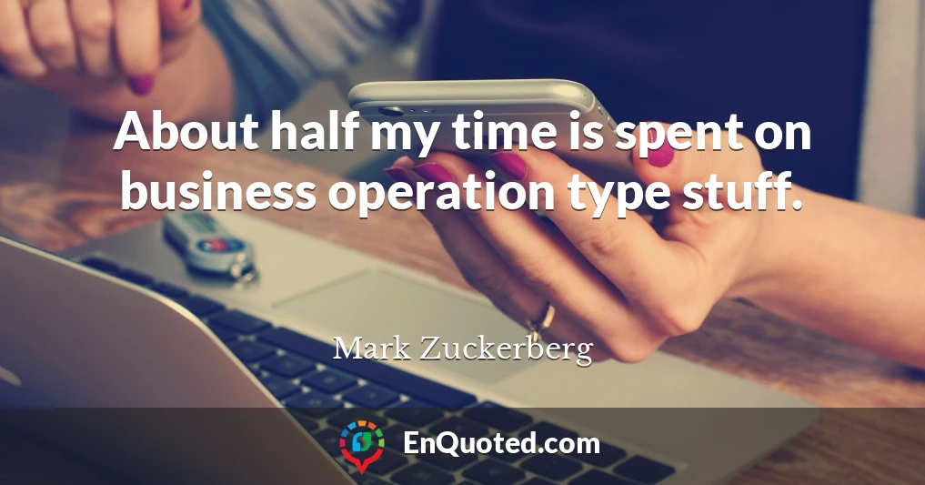 About half my time is spent on business operation type stuff.
