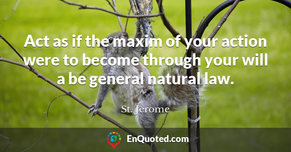 Act as if the maxim of your action were to become through your will a be general natural law.