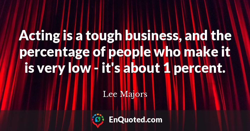 Acting is a tough business, and the percentage of people who make it is very low - it's about 1 percent.