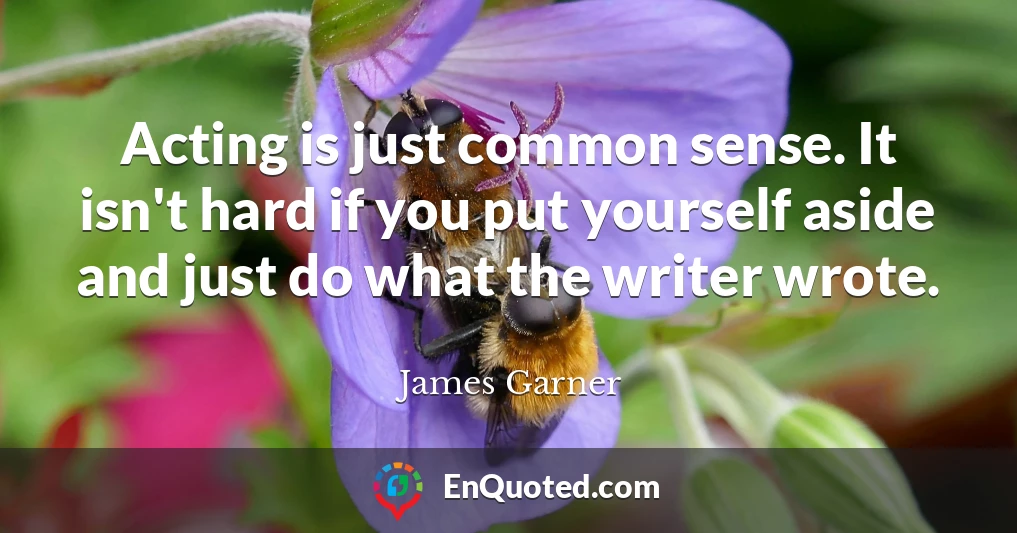Acting is just common sense. It isn't hard if you put yourself aside and just do what the writer wrote.