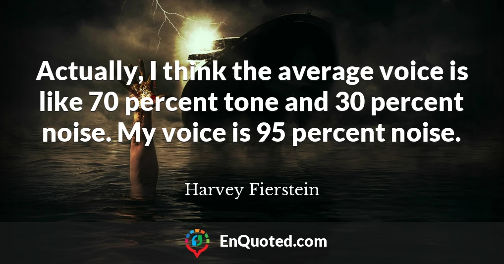 Actually, I think the average voice is like 70 percent tone and 30 percent noise. My voice is 95 percent noise.