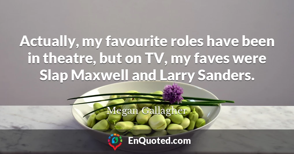 Actually, my favourite roles have been in theatre, but on TV, my faves were Slap Maxwell and Larry Sanders.