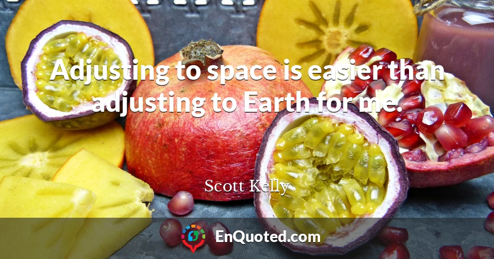 Adjusting to space is easier than adjusting to Earth for me.
