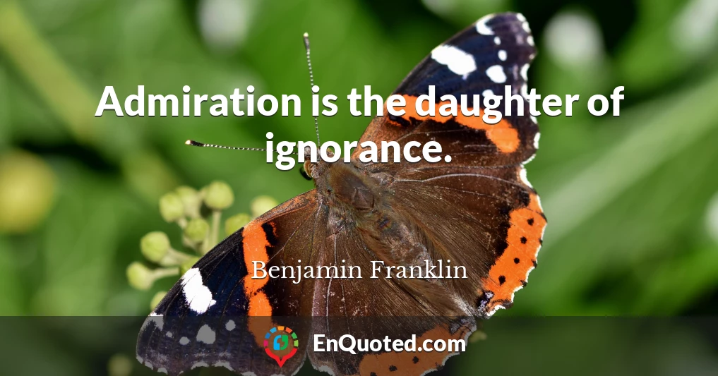 Admiration is the daughter of ignorance.