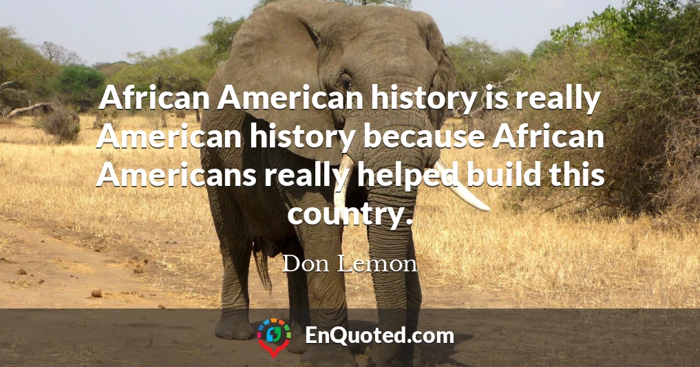 African American history is really American history because African Americans really helped build this country.