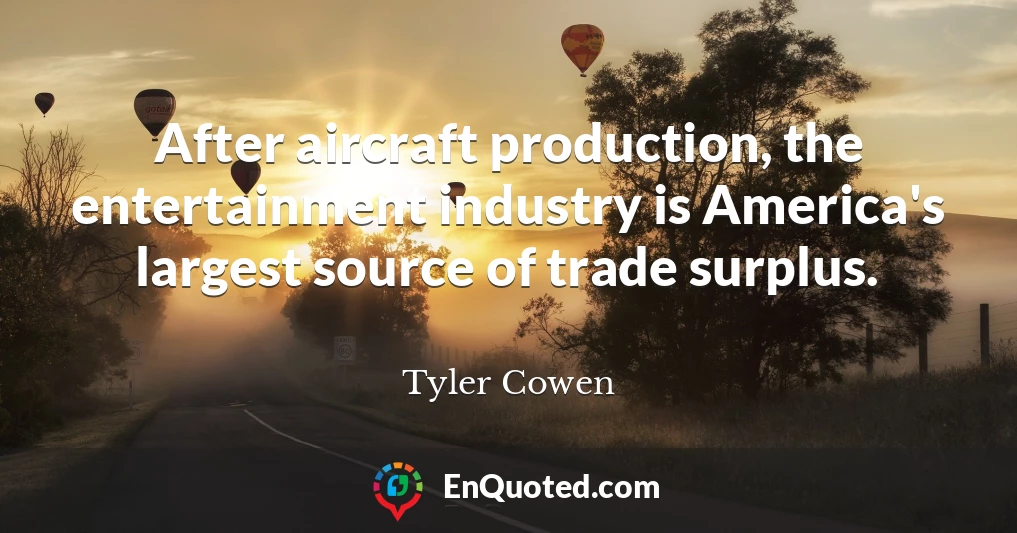 After aircraft production, the entertainment industry is America's largest source of trade surplus.