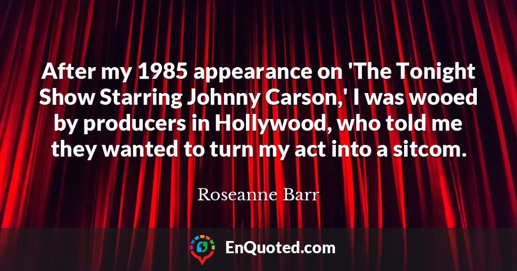 After my 1985 appearance on 'The Tonight Show Starring Johnny Carson,' I was wooed by producers in Hollywood, who told me they wanted to turn my act into a sitcom.