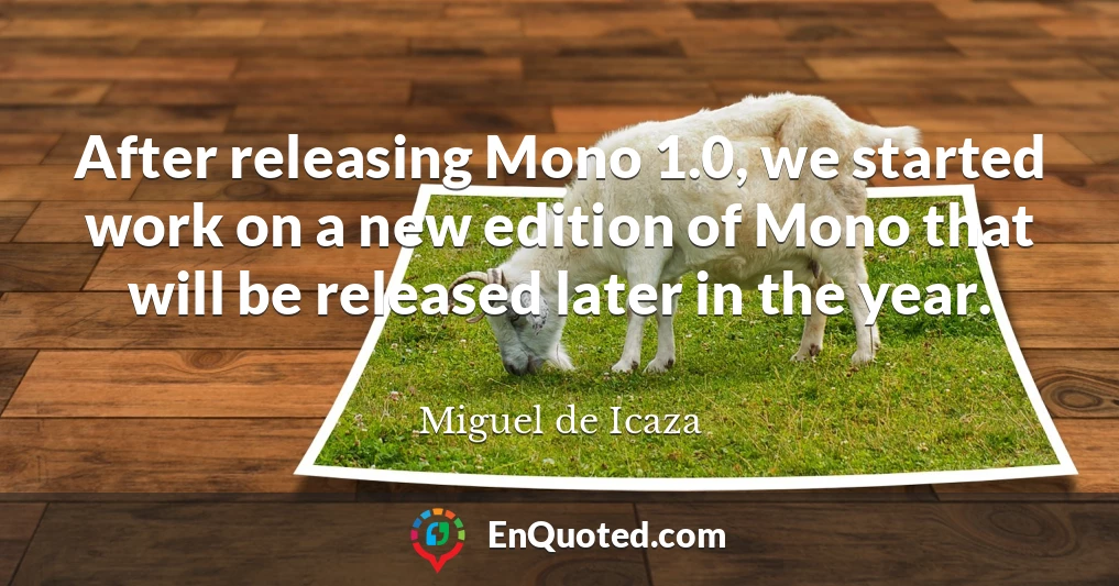 After releasing Mono 1.0, we started work on a new edition of Mono that will be released later in the year.