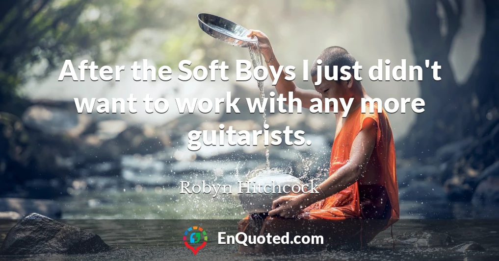 After the Soft Boys I just didn't want to work with any more guitarists.