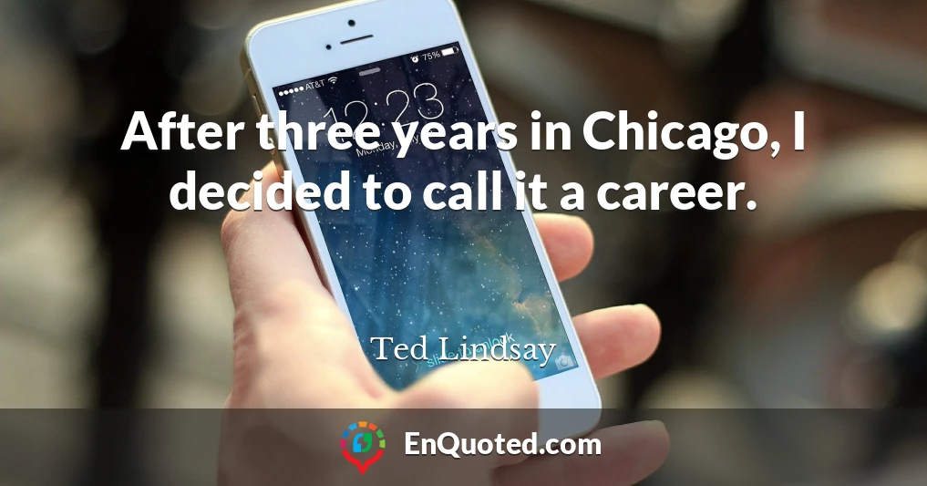 After three years in Chicago, I decided to call it a career.