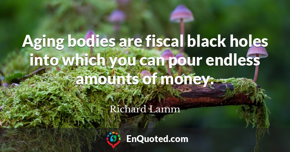 Aging bodies are fiscal black holes into which you can pour endless amounts of money.