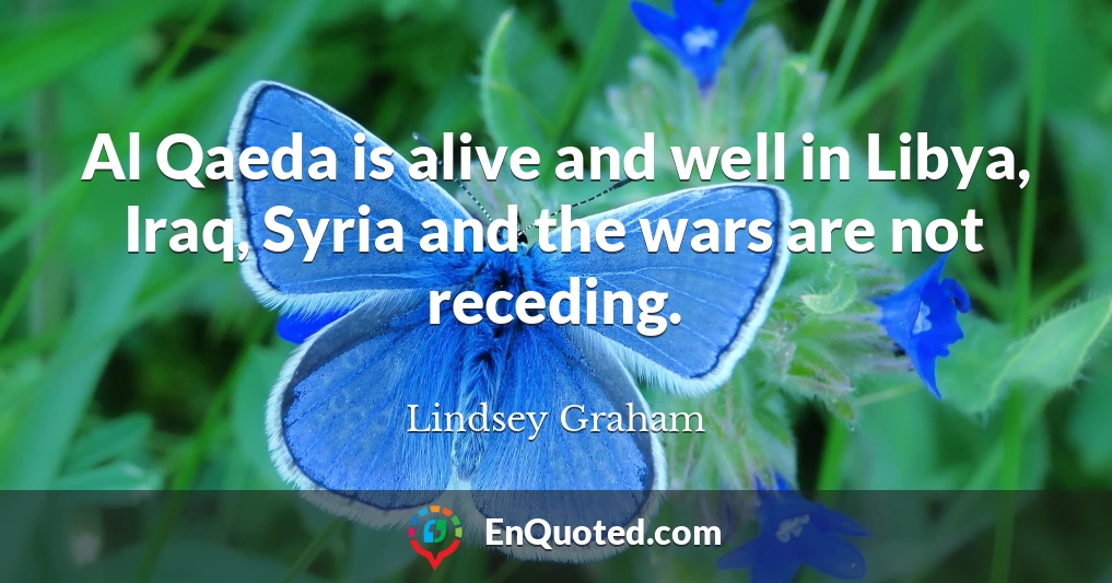 Al Qaeda is alive and well in Libya, Iraq, Syria and the wars are not receding.