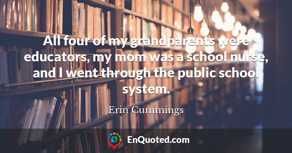 All four of my grandparents were educators, my mom was a school nurse, and I went through the public school system.