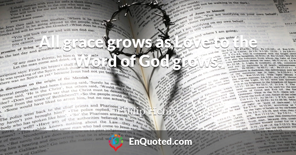 All grace grows as Love to the Word of God grows.