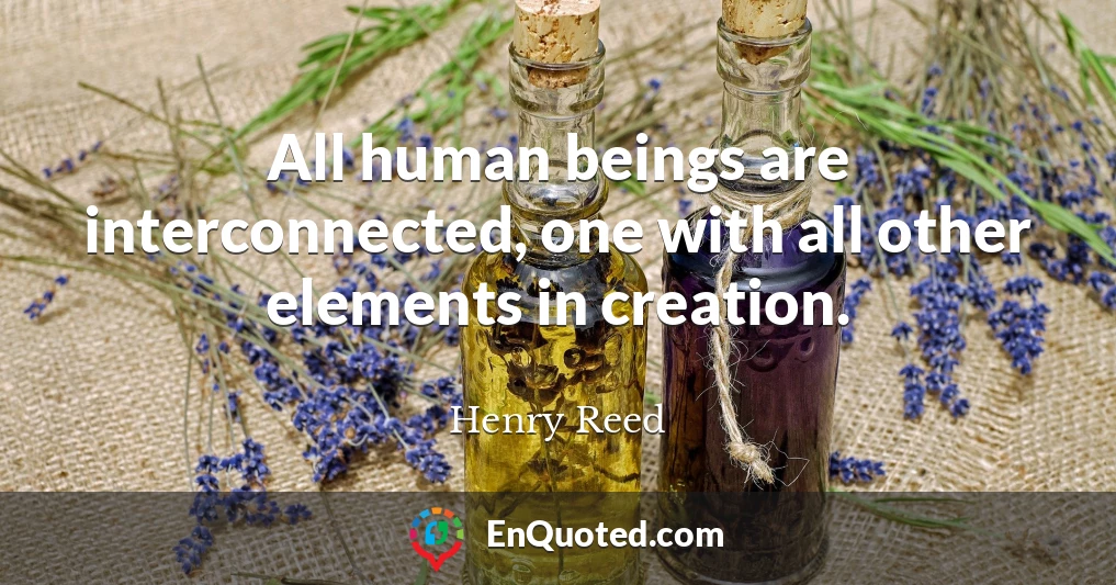 All human beings are interconnected, one with all other elements in creation.
