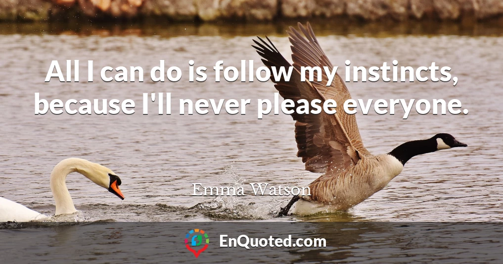 All I can do is follow my instincts, because I'll never please everyone.