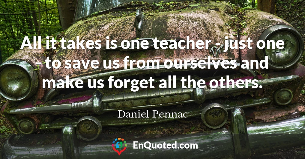 All it takes is one teacher - just one - to save us from ourselves and make us forget all the others.
