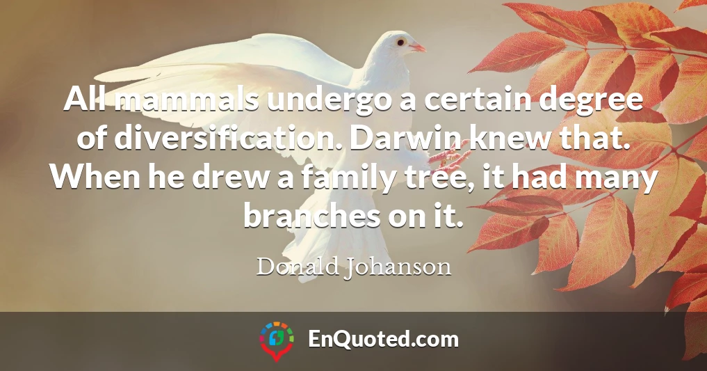 All mammals undergo a certain degree of diversification. Darwin knew that. When he drew a family tree, it had many branches on it.