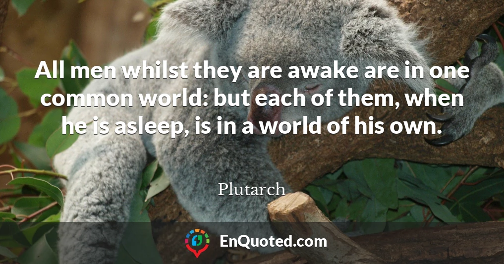 All men whilst they are awake are in one common world: but each of them, when he is asleep, is in a world of his own.