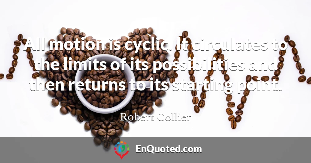 All motion is cyclic. It circulates to the limits of its possibilities and then returns to its starting point.