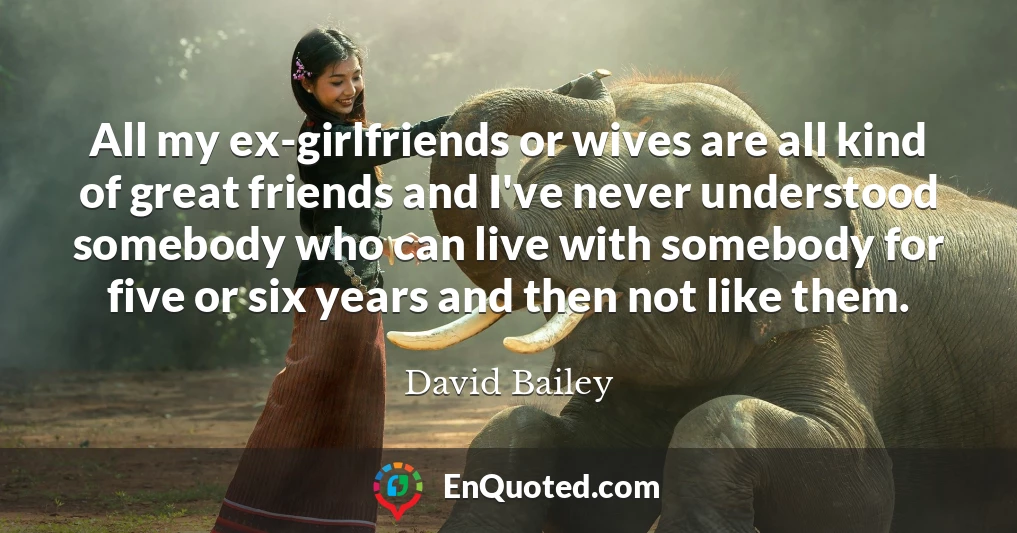 All my ex-girlfriends or wives are all kind of great friends and I've never understood somebody who can live with somebody for five or six years and then not like them.