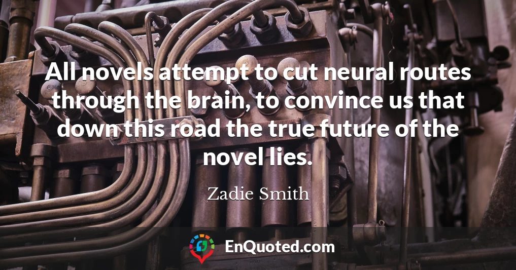 All novels attempt to cut neural routes through the brain, to convince us that down this road the true future of the novel lies.