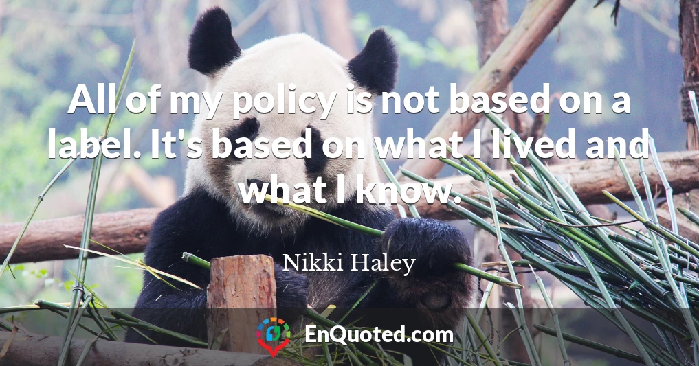 All of my policy is not based on a label. It's based on what I lived and what I know.