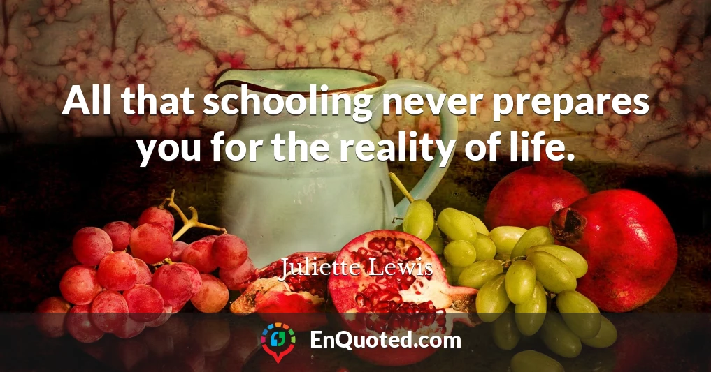 All that schooling never prepares you for the reality of life.