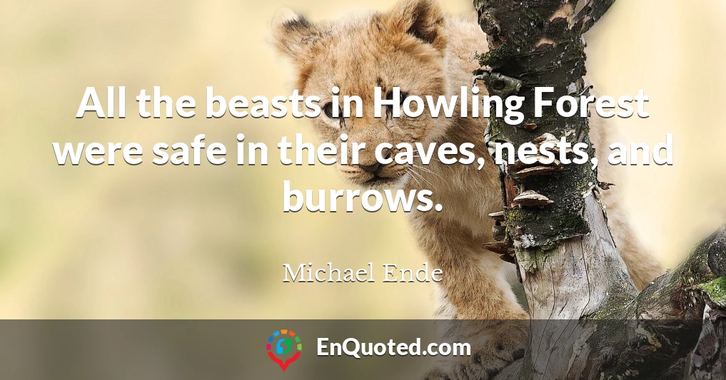 All the beasts in Howling Forest were safe in their caves, nests, and burrows.