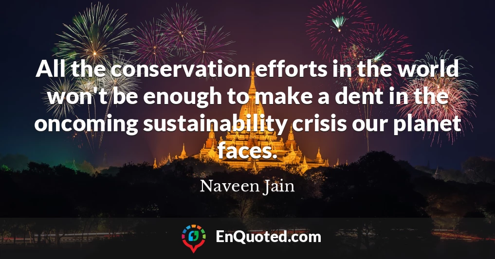 All the conservation efforts in the world won't be enough to make a dent in the oncoming sustainability crisis our planet faces.