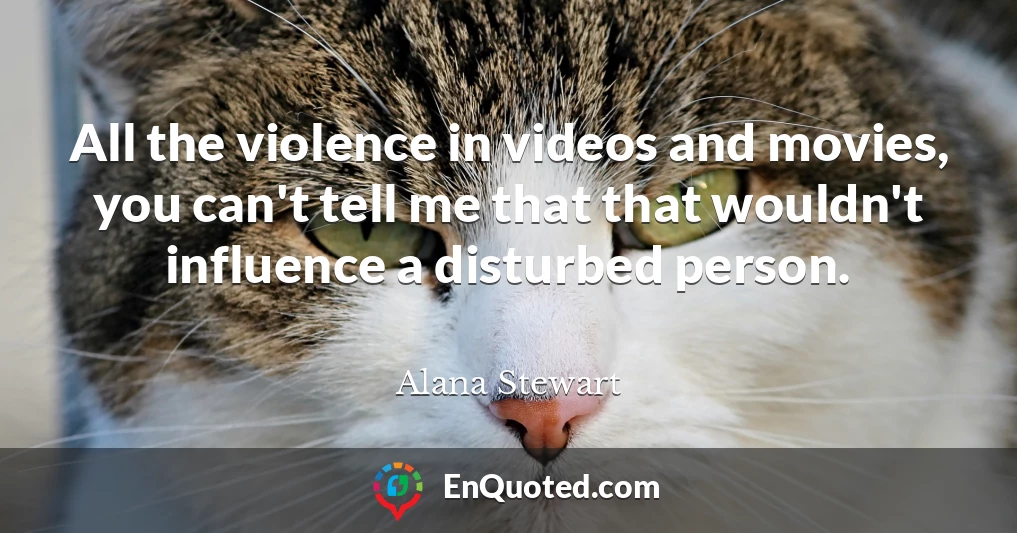 All the violence in videos and movies, you can't tell me that that wouldn't influence a disturbed person.