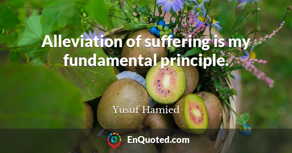 Alleviation of suffering is my fundamental principle.