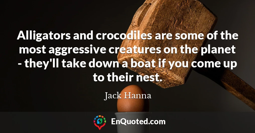 Alligators and crocodiles are some of the most aggressive creatures on the planet - they'll take down a boat if you come up to their nest.
