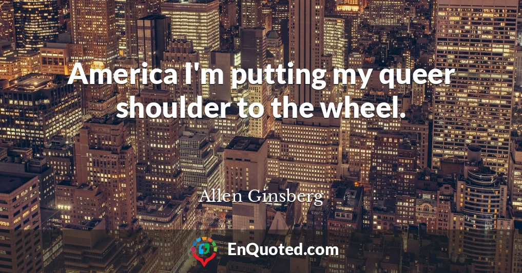 America I'm putting my queer shoulder to the wheel.