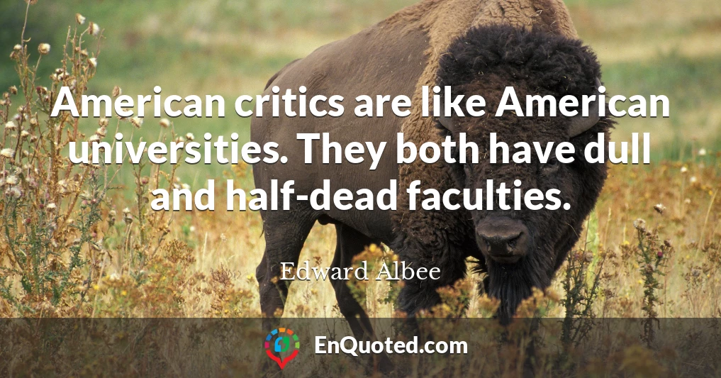 American critics are like American universities. They both have dull and half-dead faculties.